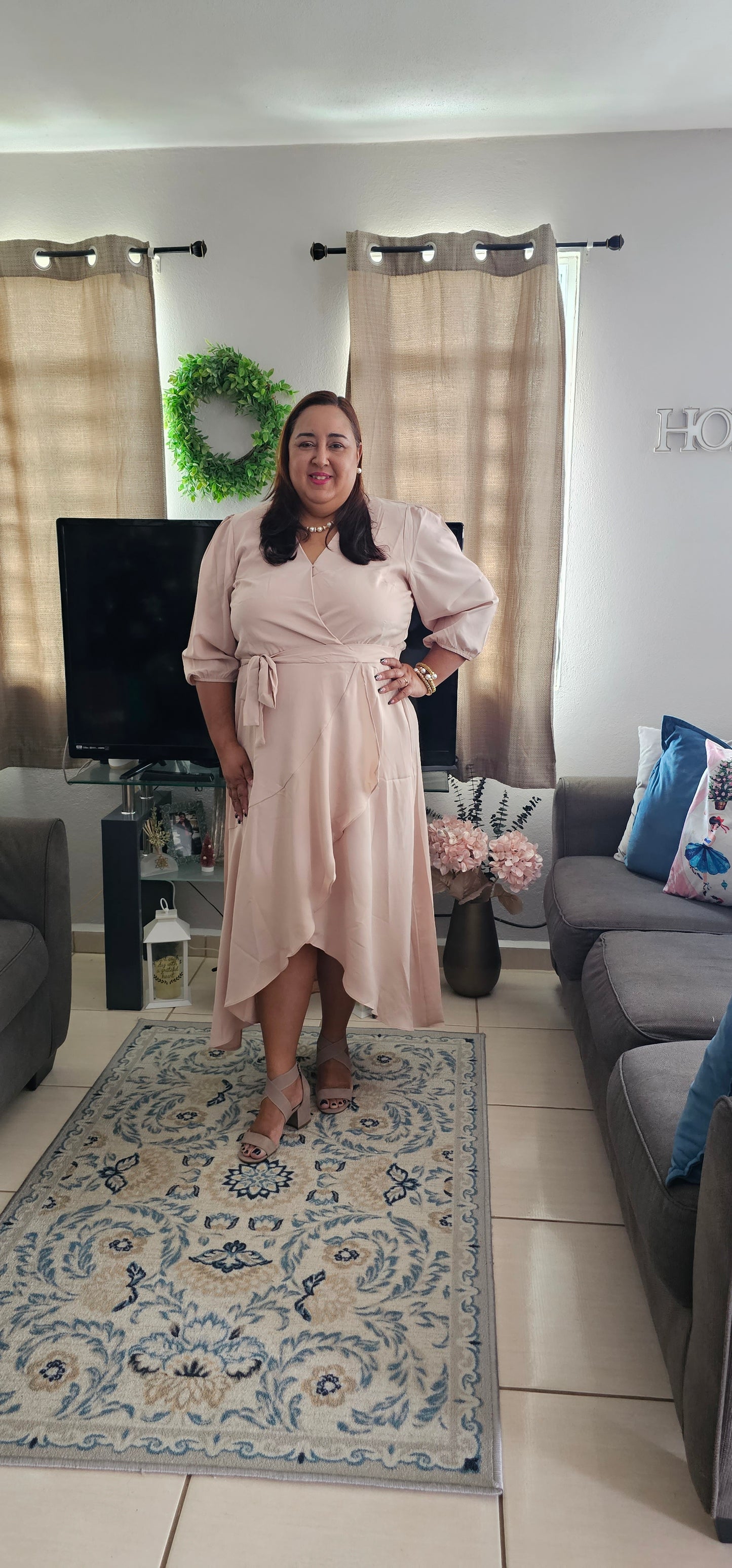 Plus size dress in satin