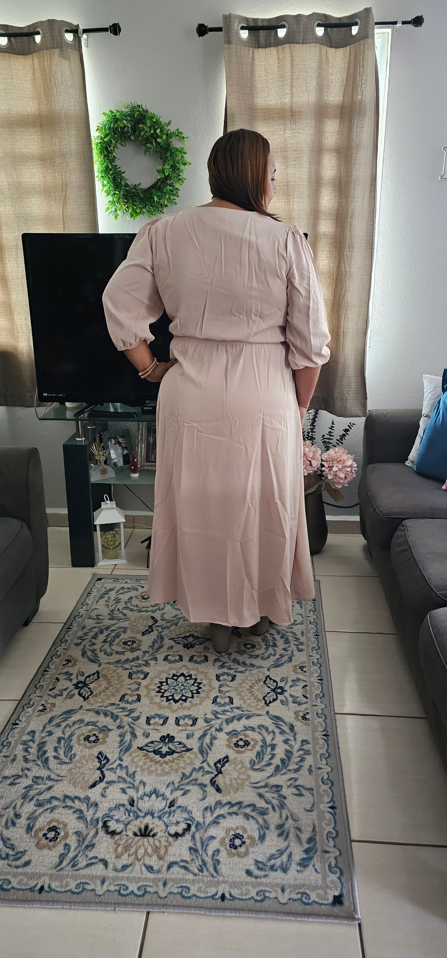 Plus size dress in satin