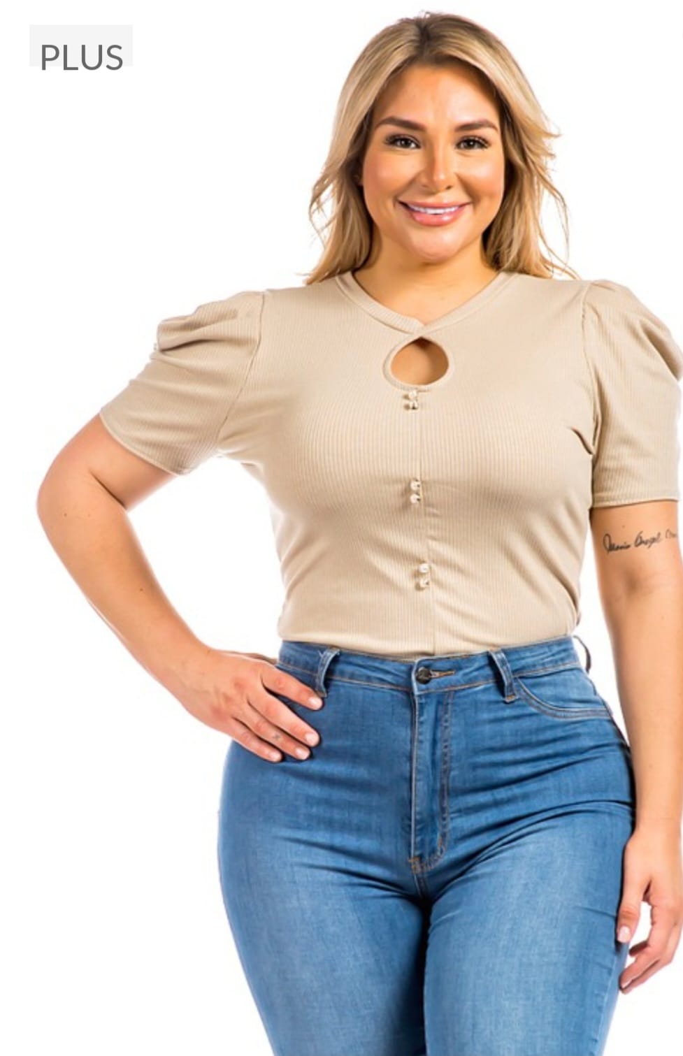 Puff sleeve plus top