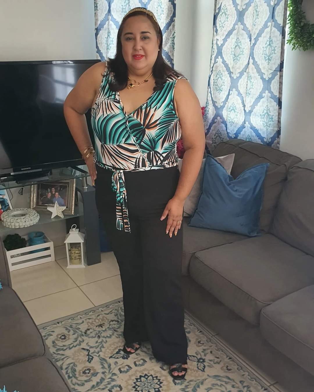 Plus size tropical jumpsuit