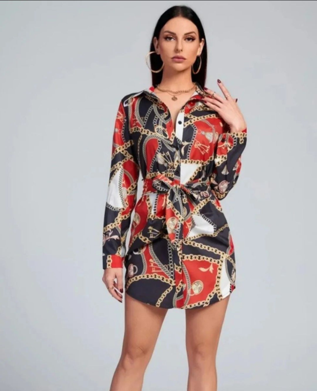 Chain pattern mini dress