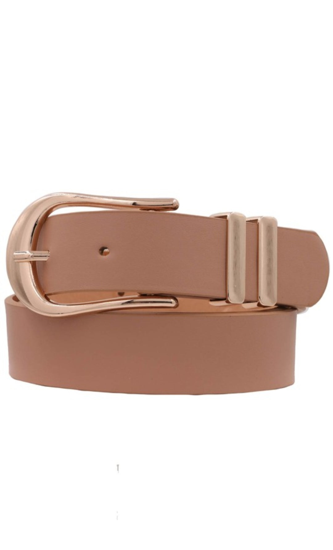 Metal Elongated U Buckle Faux Leather Belt