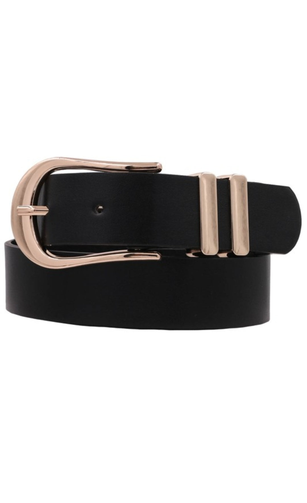 Metal Elongated U Buckle Faux Leather Belt