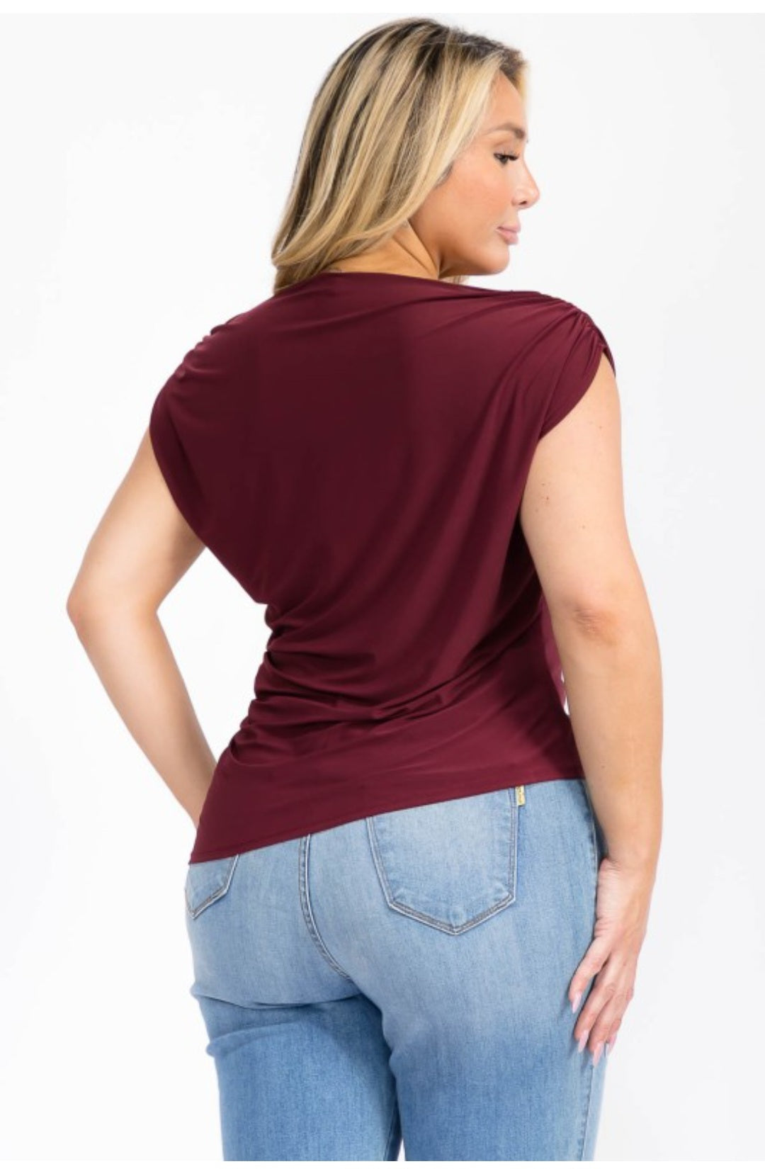 Plus Size Off Shoulder Ruched Detail Top