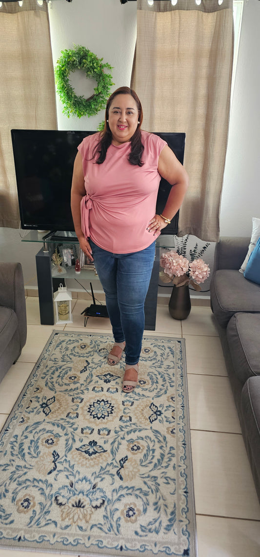 Plus size side tie short sleeve top