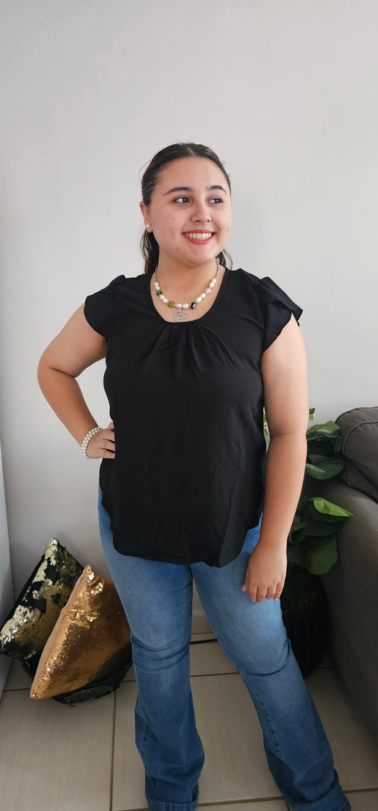 Short sleeve top with shoulder detail