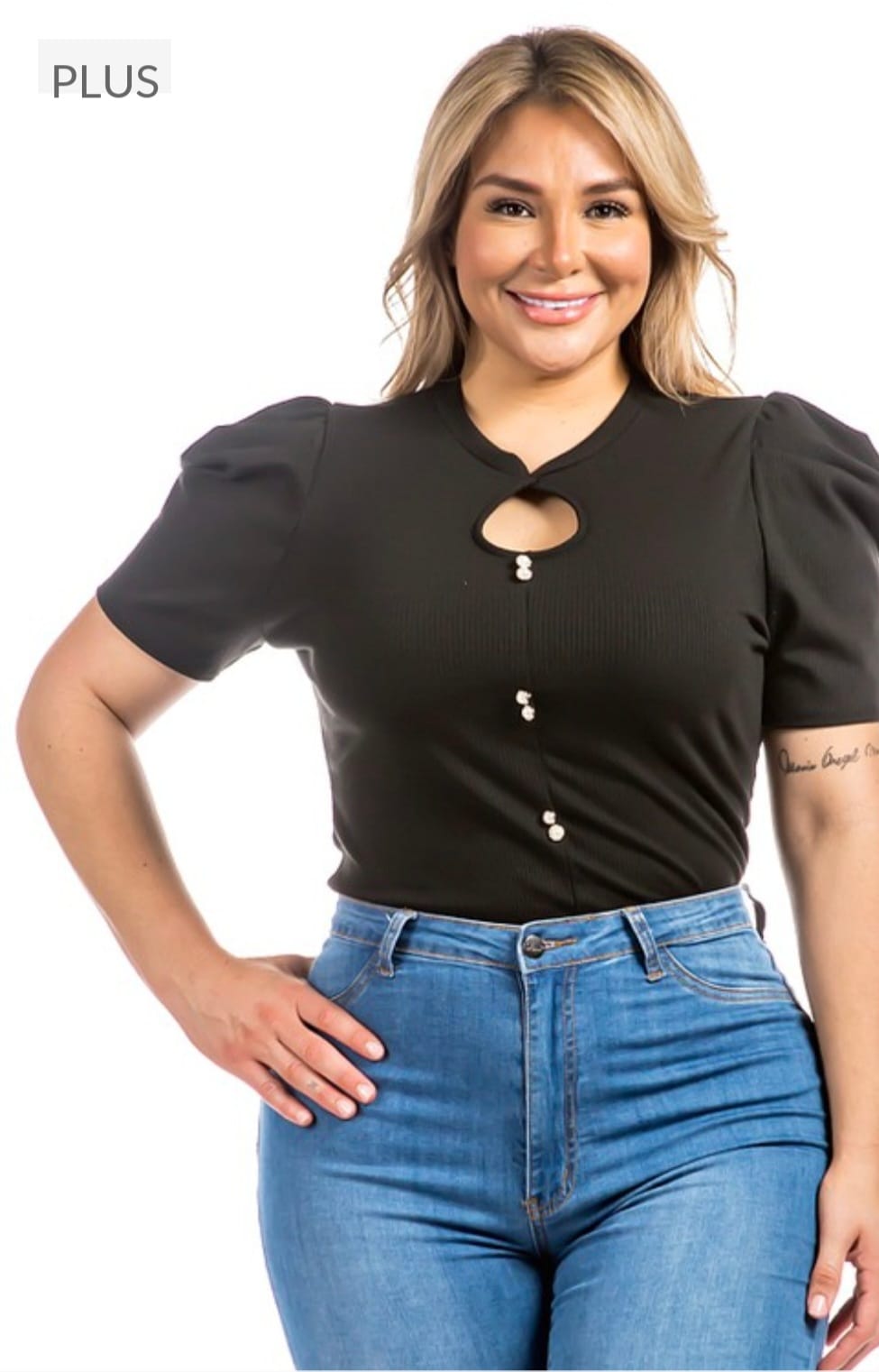 Puff sleeve plus top