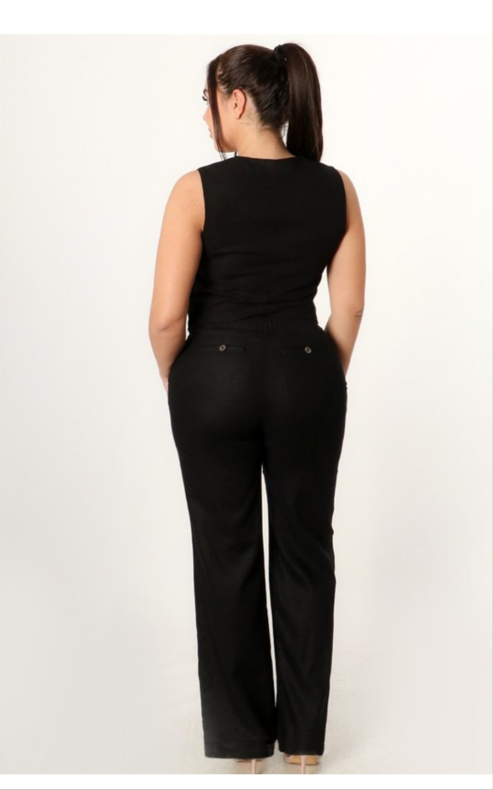CLASSIC LINEN VEST AND WIDE LEG PANT SET