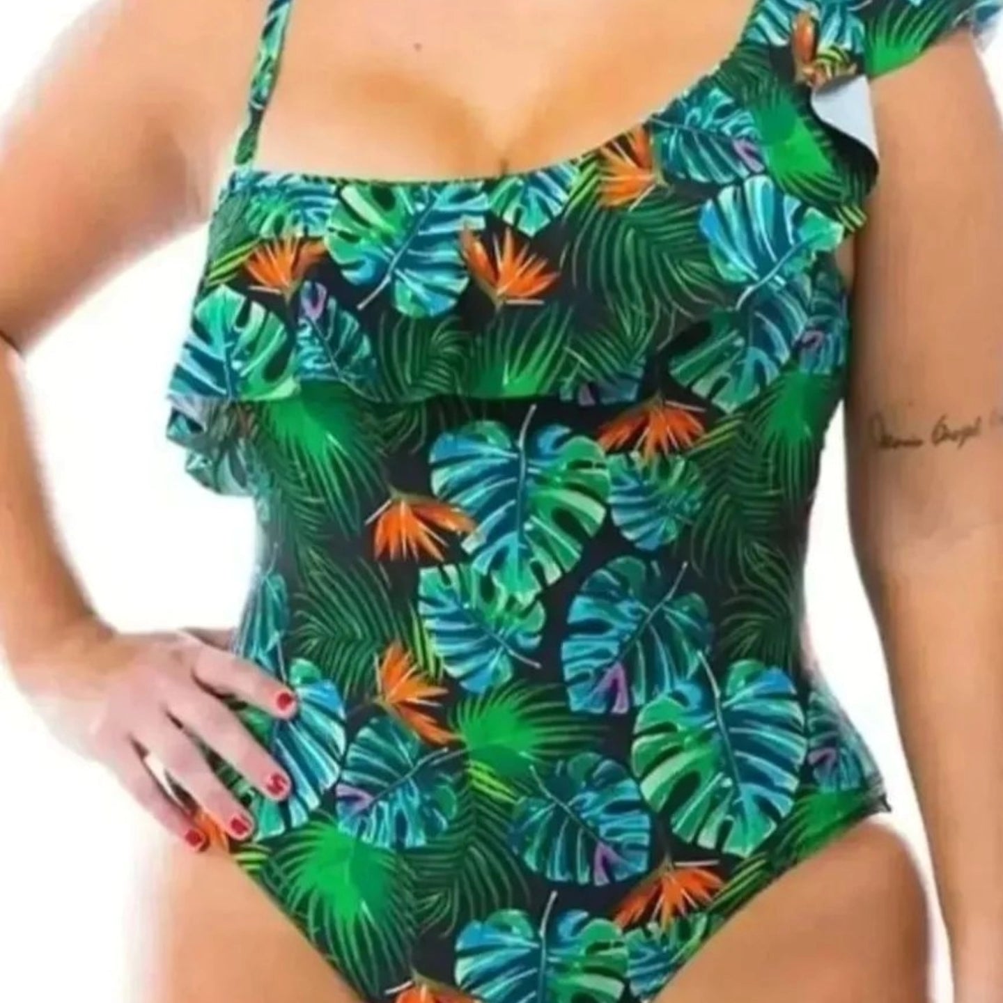 Tropical plus size swimsuit