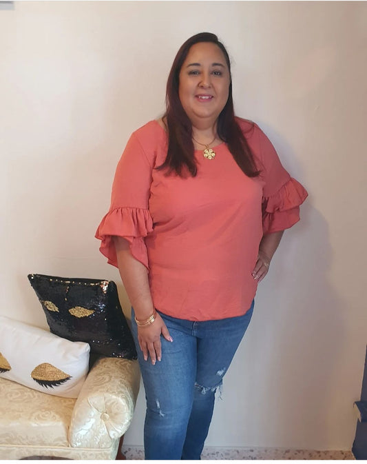 Ruffle sleeve plus top