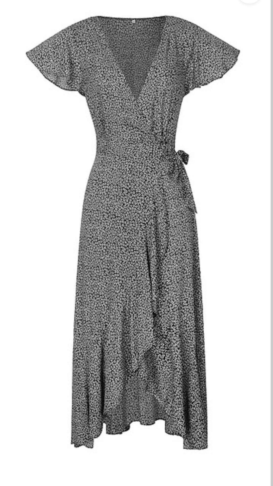 Floral print bohemian waist tied dress