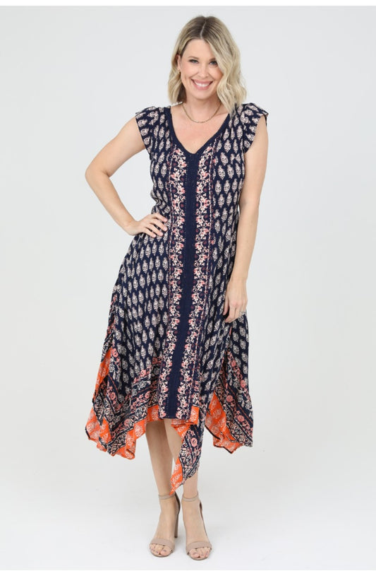 VNECK Hanky hem flower dress