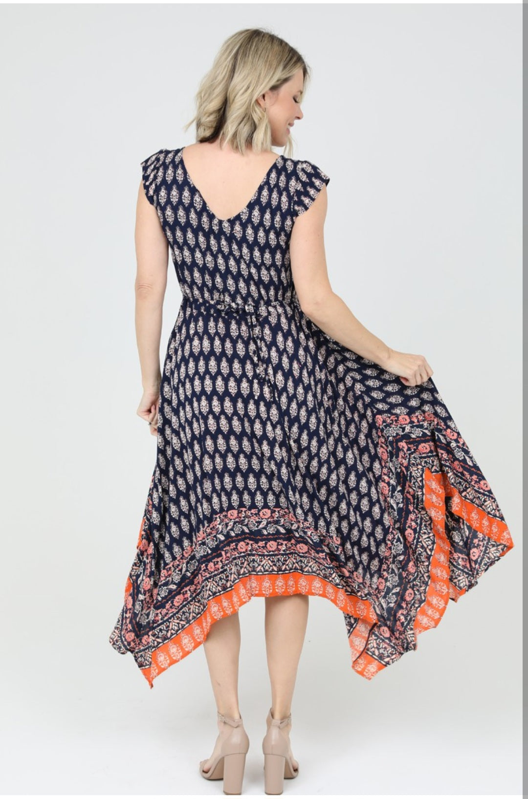 VNECK Hanky hem flower dress
