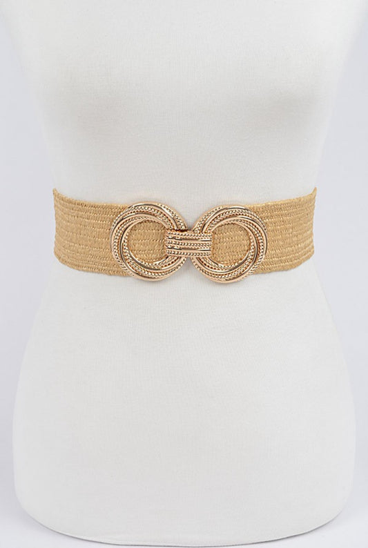 Metal OO Buckle strech Straw Belt