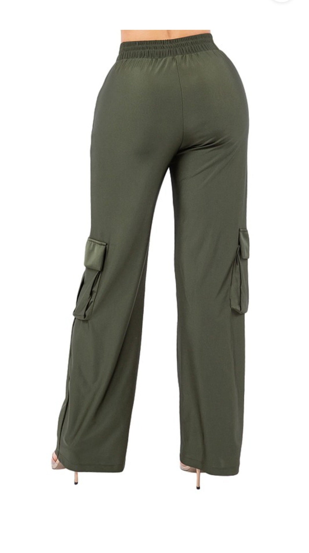 Solid cargo pocket straight leg pant