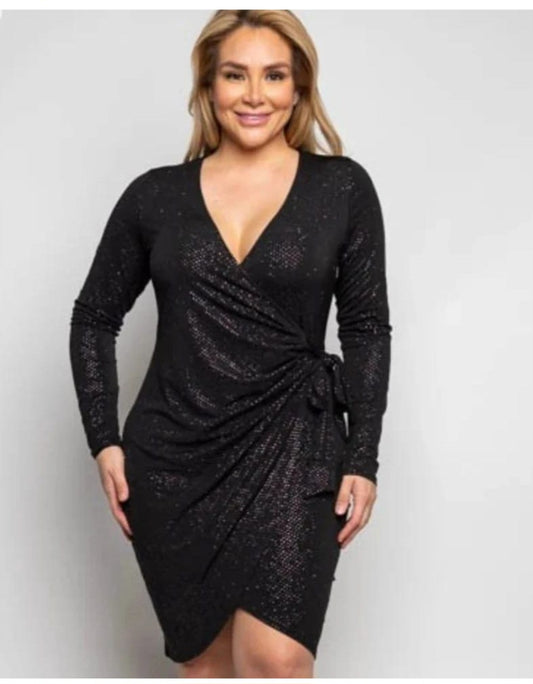 Plus size sequin side tide mini dress