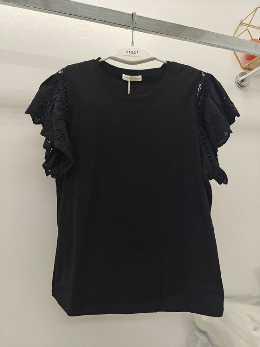 Maxi T-shirt with ruffle sleeve