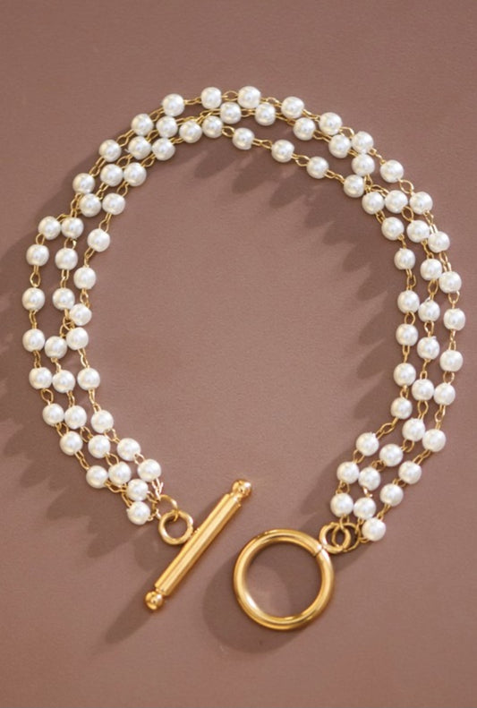 Stainless Steel Pearl Bracelet
