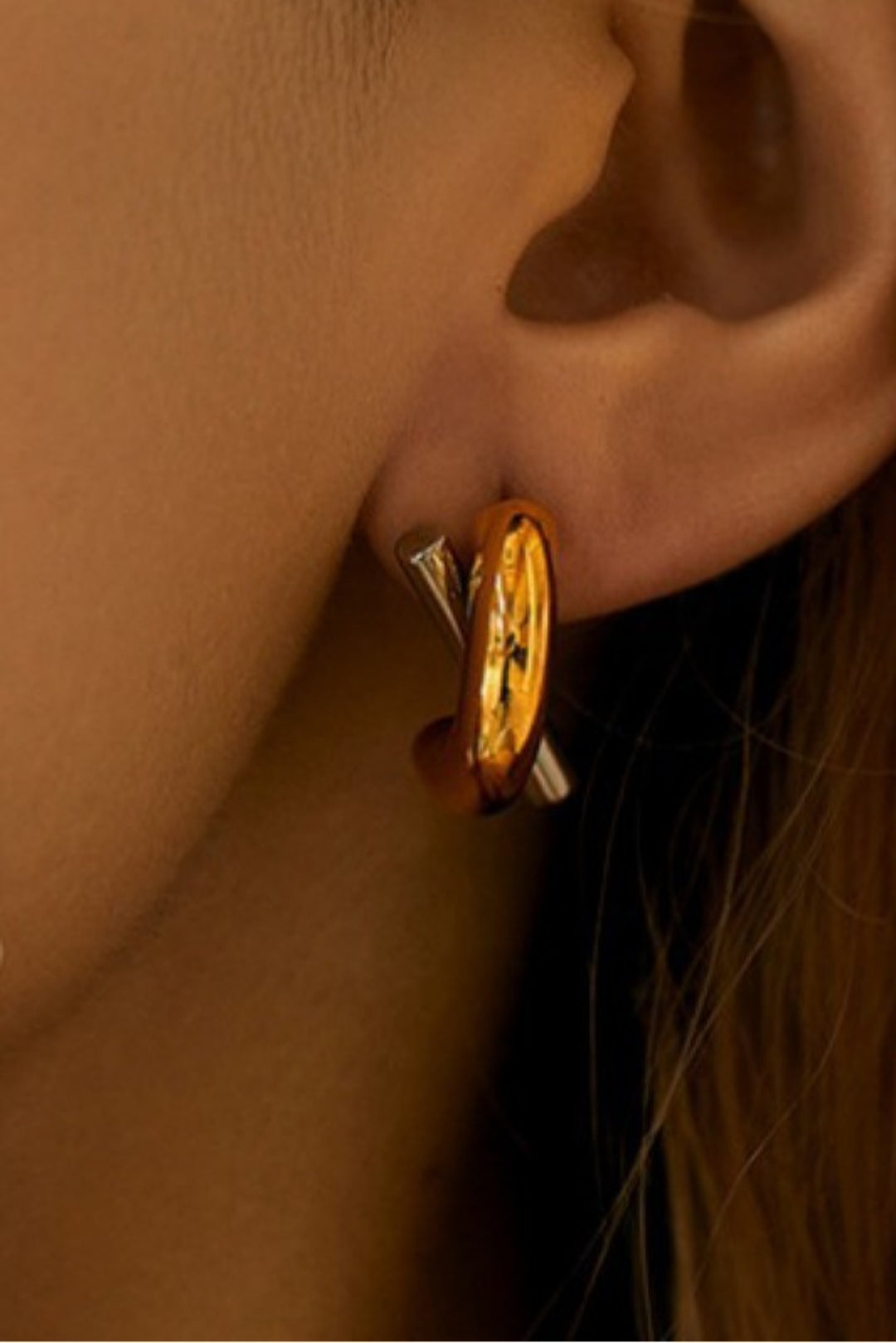 Gold and silver earrings