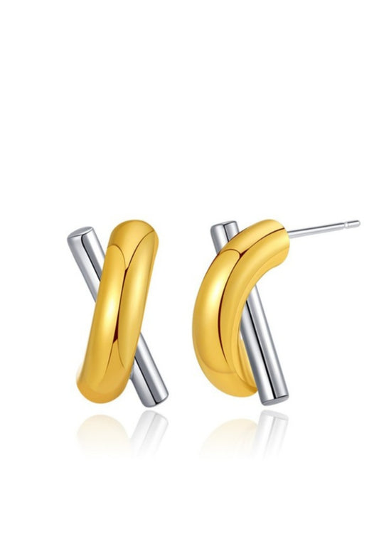 Gold and silver earrings