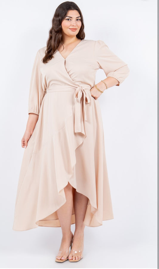 Plus size dress in satin