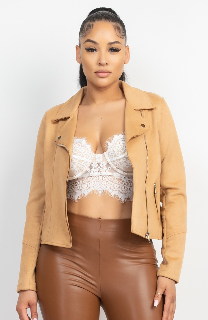 Suede non belted rider jacket