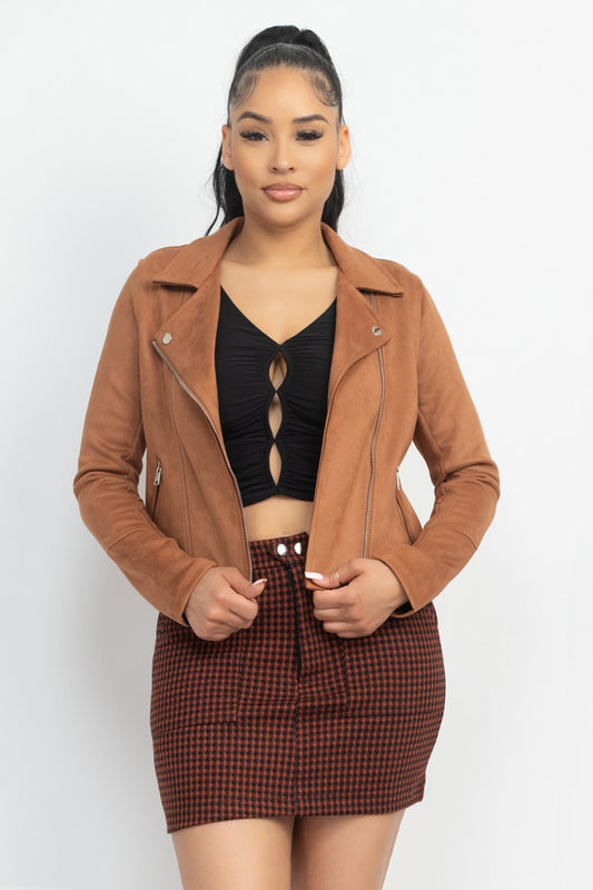 Suede non belted rider jacket