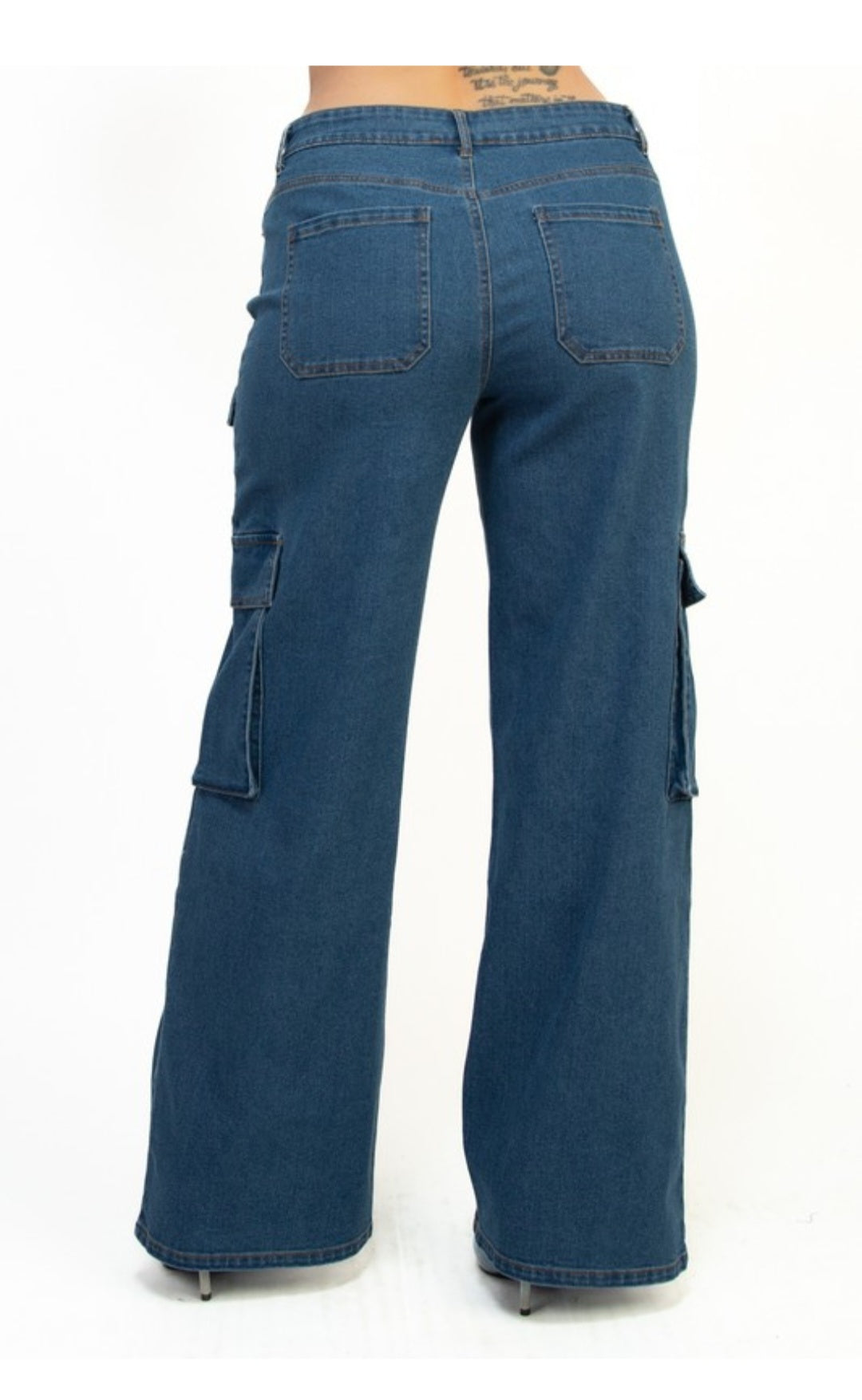 Mid-Rise cargo denim pants