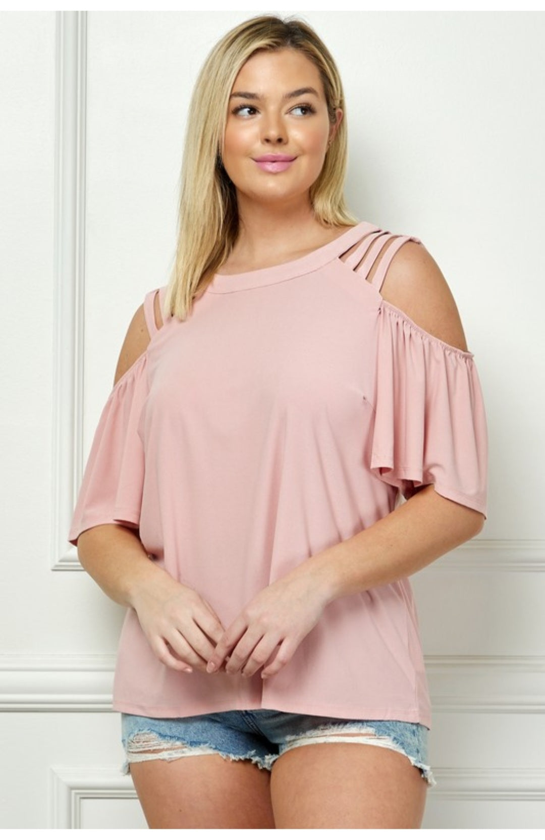 Plus Size Cage Cold Shoulder Top