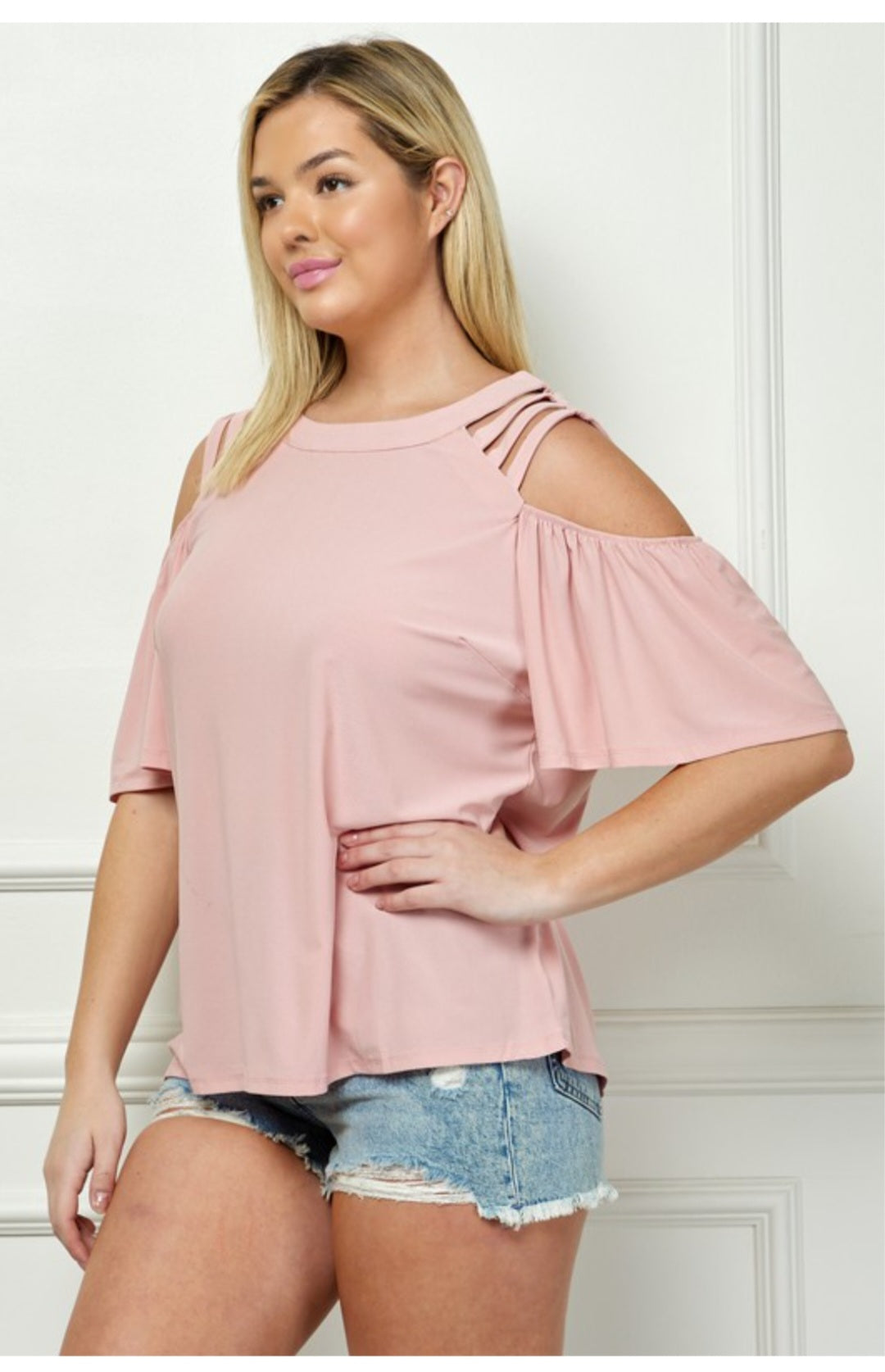 Plus Size Cage Cold Shoulder Top