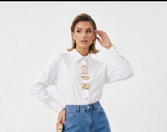 Button top with color gold pins