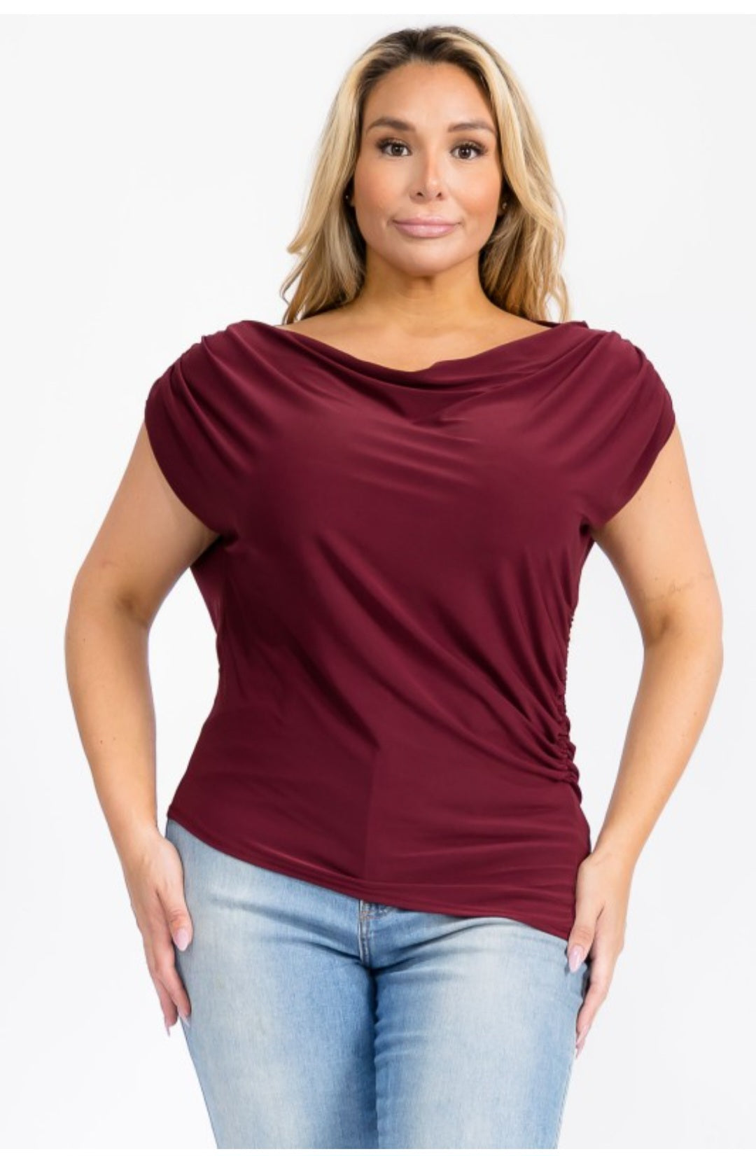 Plus Size Off Shoulder Ruched Detail Top