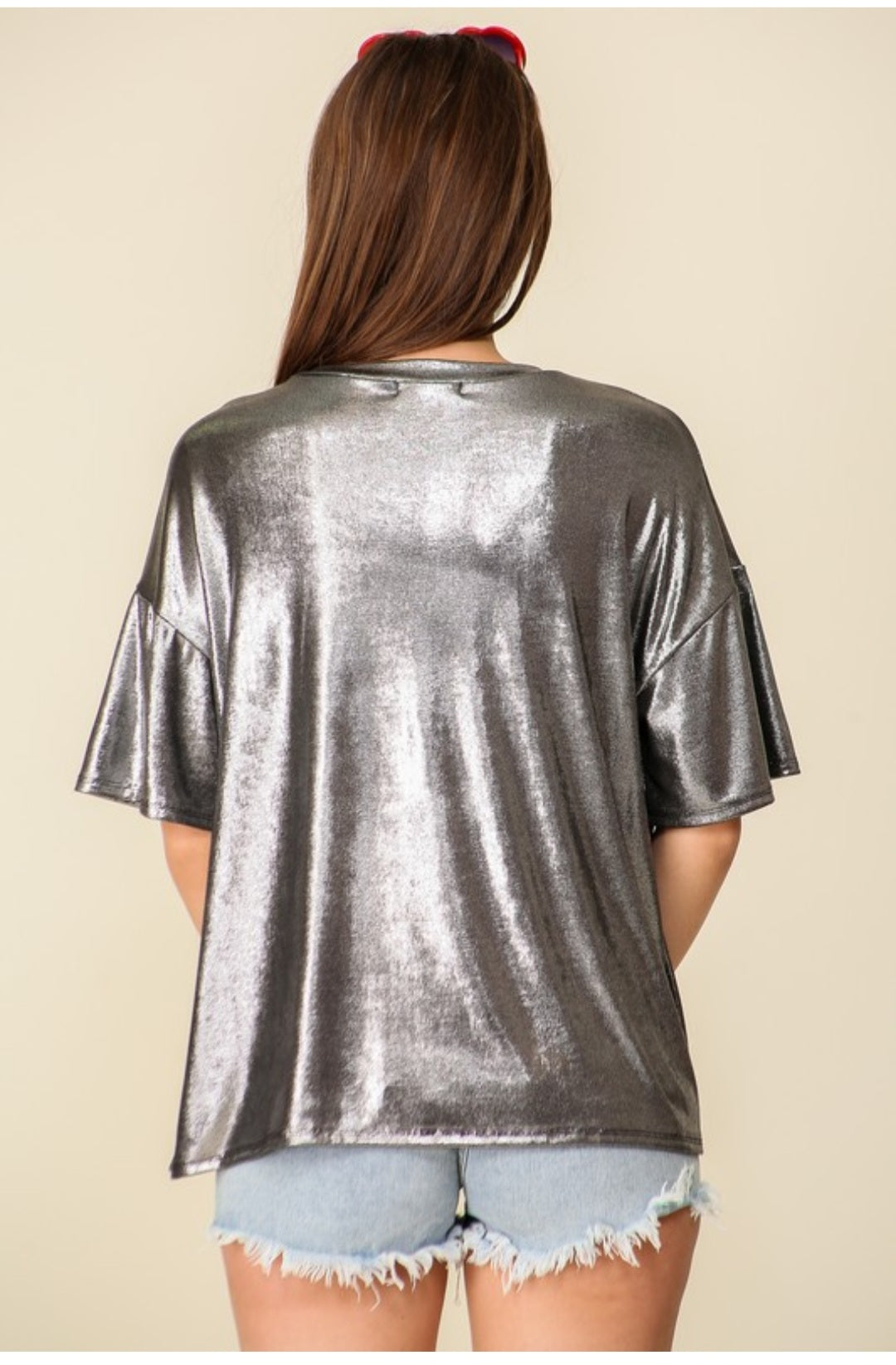 Metallic Knit Oversized Top