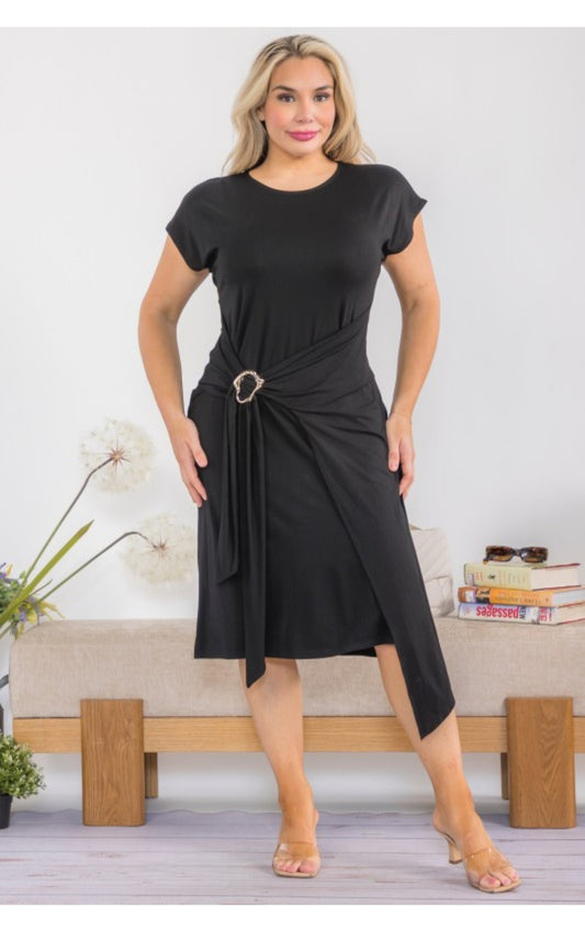Plus Size Solid Stretch Party Dress