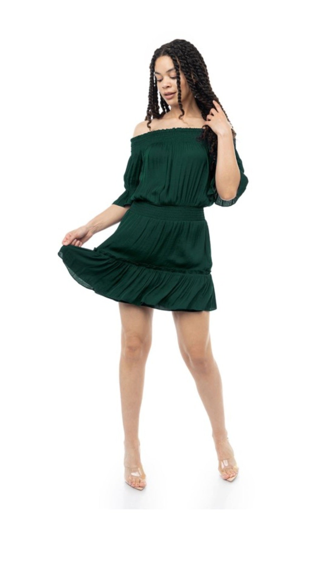 Off Shoulder Smocked Mini Dress