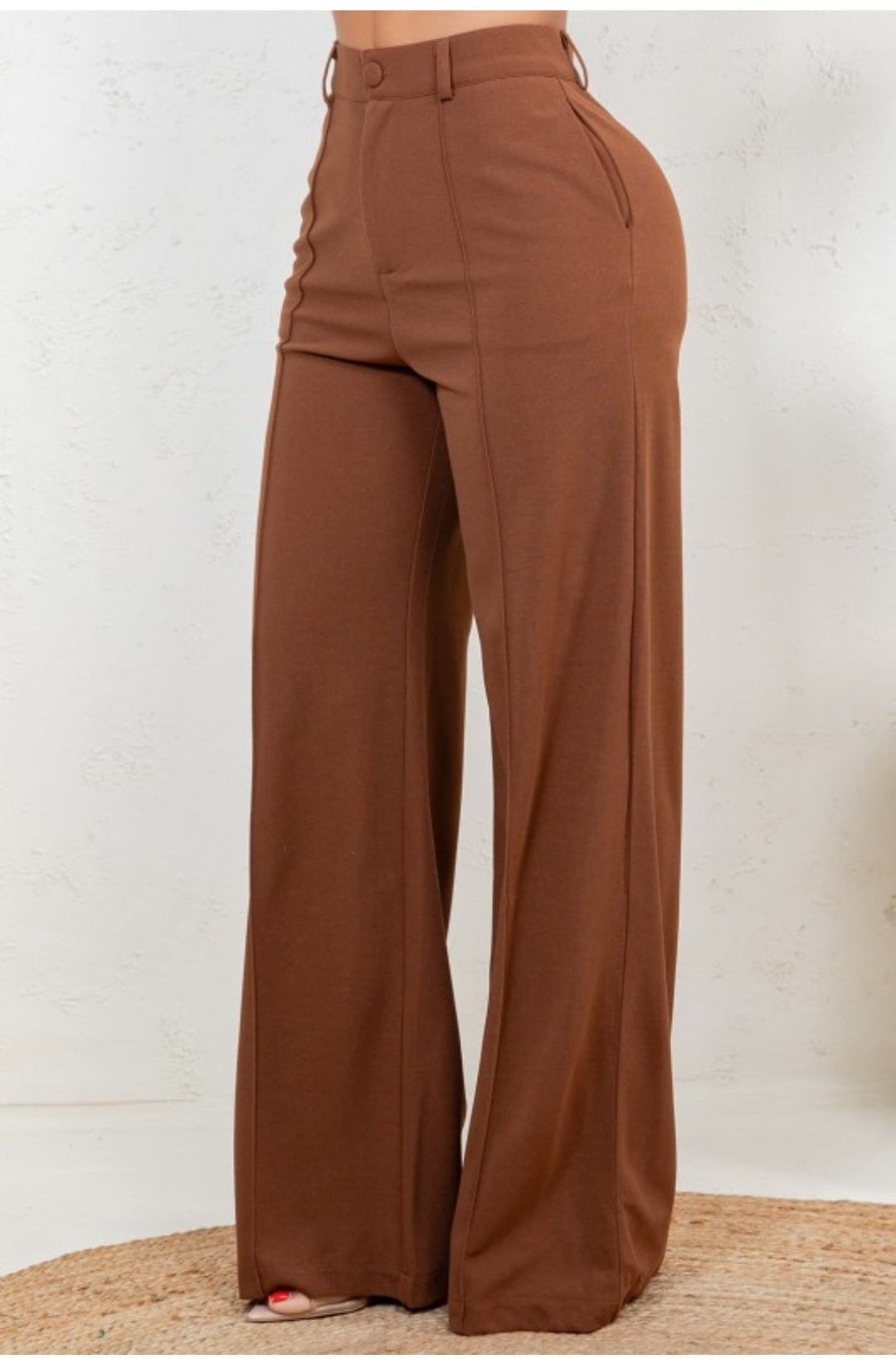 Solid High Waist Formal Pants
