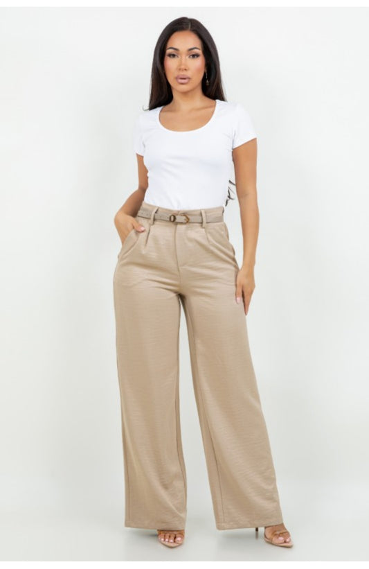 Satin Dress Pant with Belt