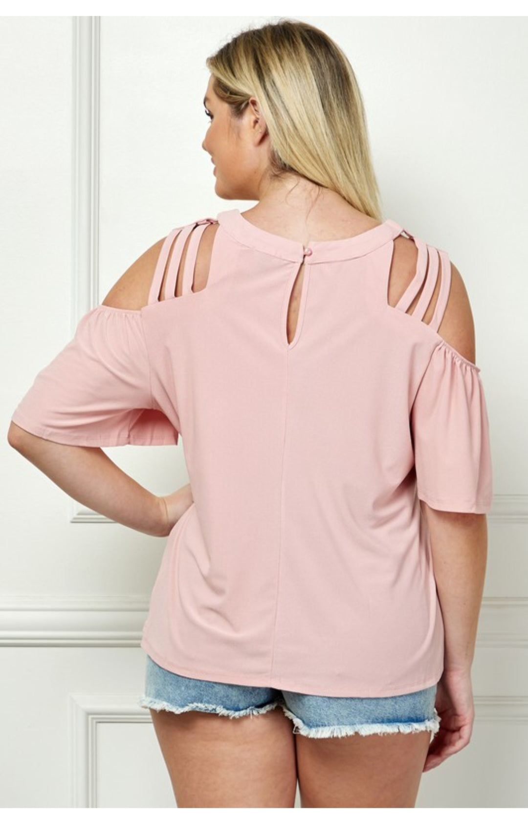 Plus Size Cage Cold Shoulder Top