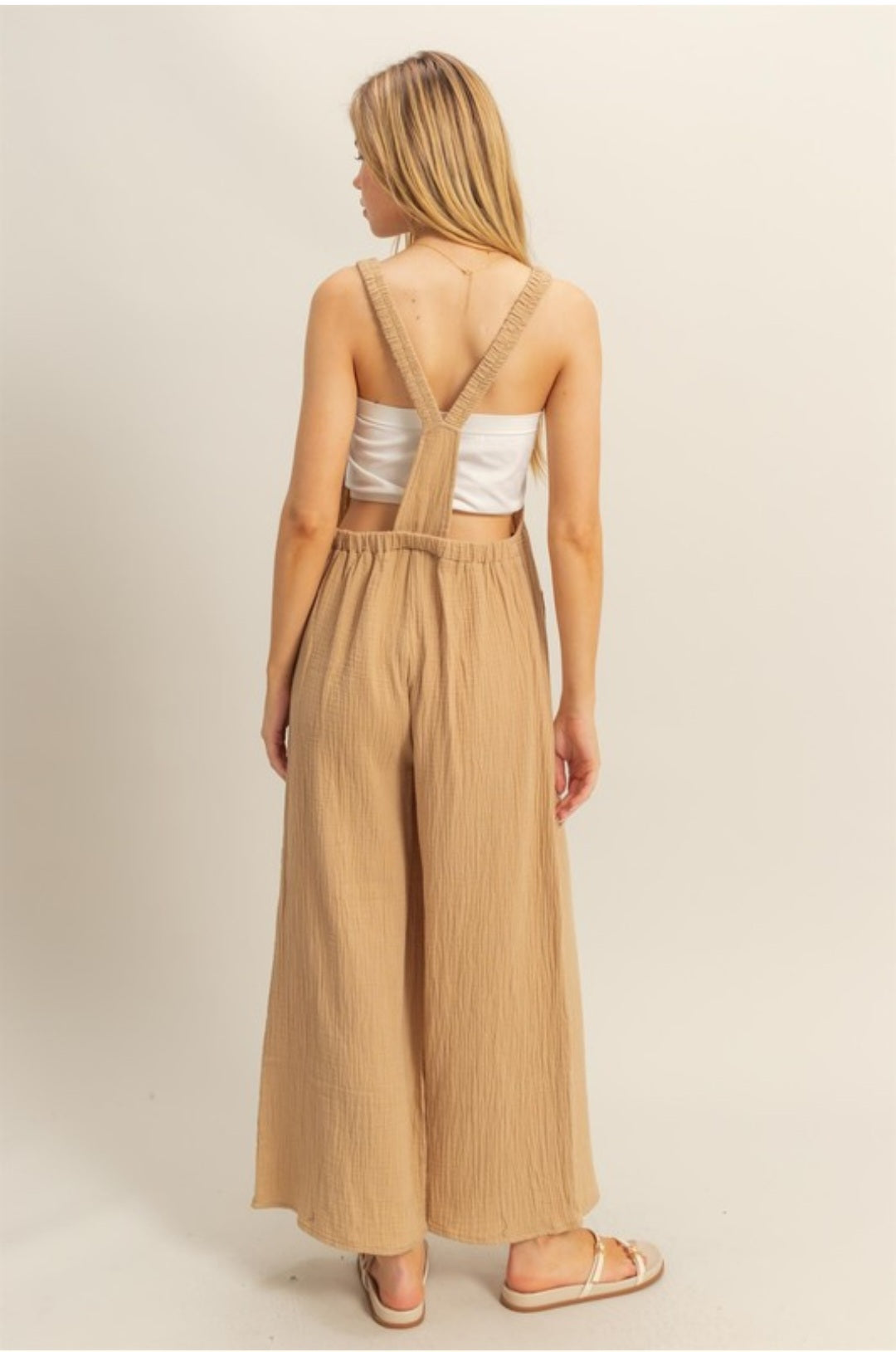 Double gauze pocket overall jumpsuit