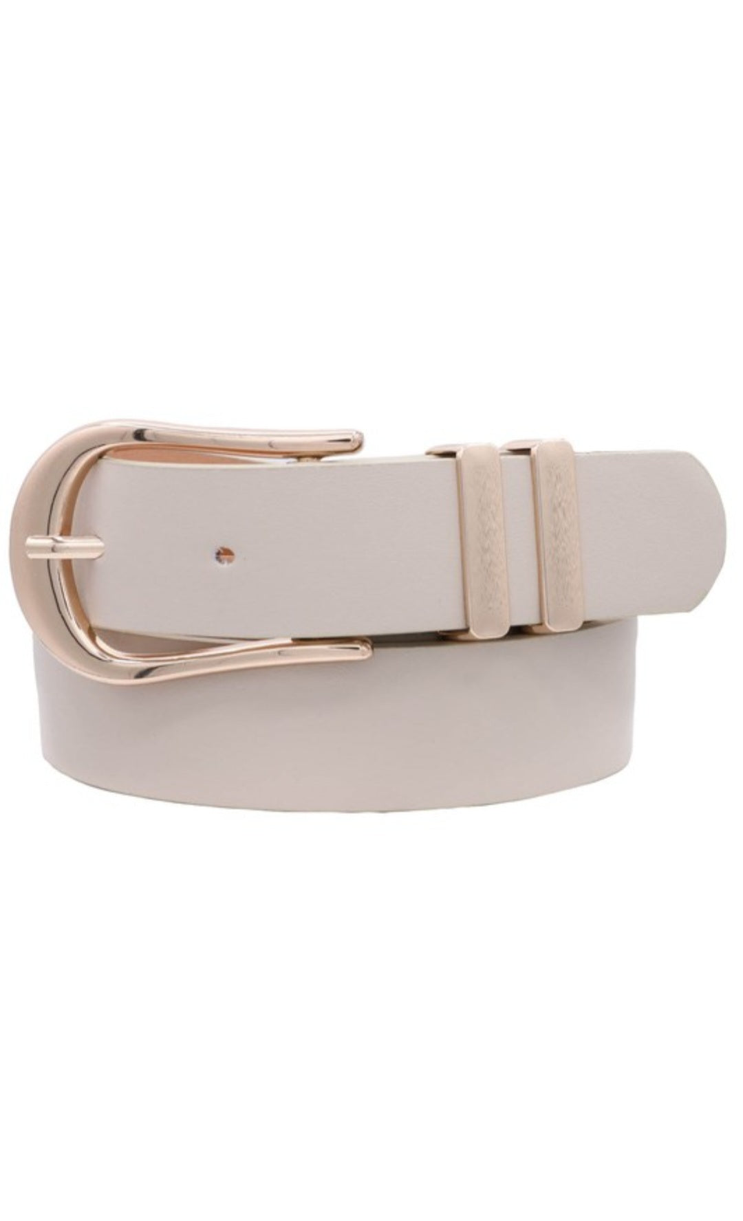 Metal Elongated U Buckle Faux Leather Belt