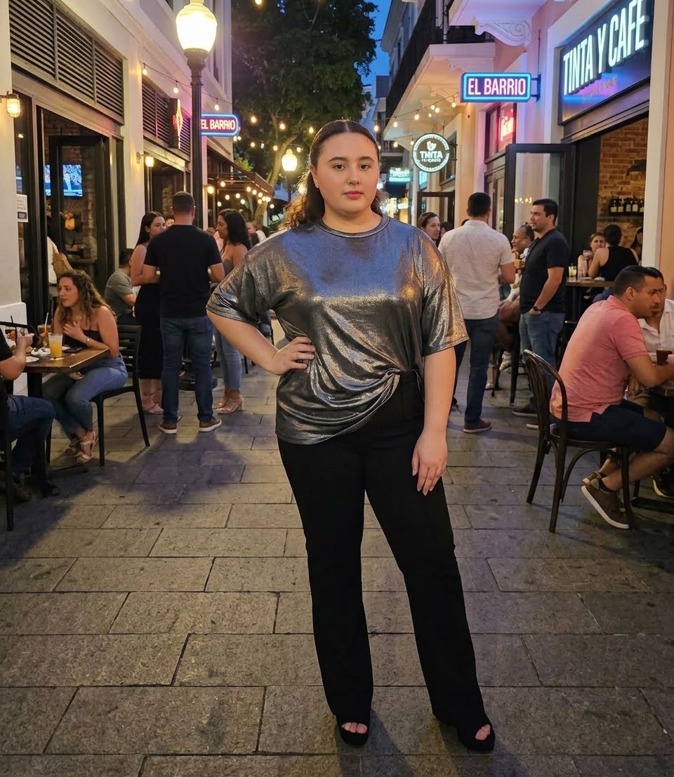 Metallic Knit Oversized Top